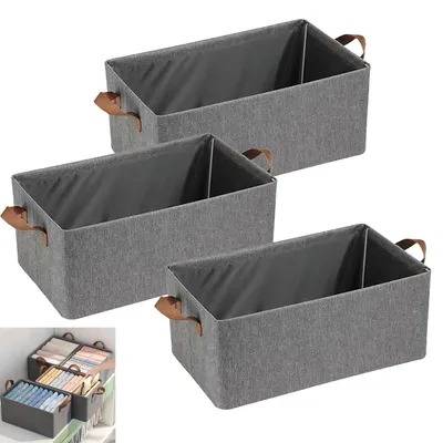 Produktbild von 3pcs faltbare Aufbewahrungsboxen mit Griff, 48×28×20 cm, vielseitige Körbe für Schrank, Schlafzimmer, Küche, Spielzeug und Haushaltsgegenstände