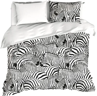 Zdjęcie produktu dla Poszwa na kołdrę De Witte Lietaer, Zebra Eggshell - 260 x 240 cm + 60 x 70 cm - satyna bawełniana