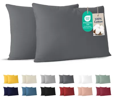 Zdjęcie produktu dla Poszewka na poduszkę - 2 szt. - 100% bawełna - Antracytowy - 50 x 70 cm - Certyfikat OEKO-TEX