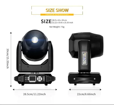 Obrázok produktu pre LED pohyblivá reflektorová jednotka – projektor s gobo – 160W DMX osvetlenie pre pódium – vhodné pre DJ, diskotéky a kluby – 100–240V – konektor pre Európu