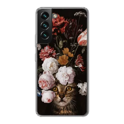 Produktbild von MuchoWow® Handyhülle Schutzhülle Hülle für Samsung Galaxy S22 Plus Katze - Blumen - Kunst Silikon Softcase Handy Hülle - Schutzabdeckung