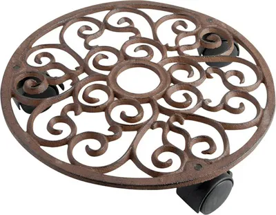 Obrázek produktu pro Esschert Design | Vozík na rostliny - 29 cm - Rustikální - Se 3 kolečky - Kvalitní litina
