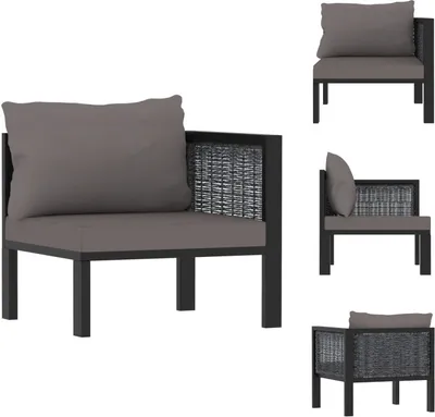 Immagine prodotto di vidaXL Elemento divano angolare con bracciolo sinistro in polirattan antracite - Elementi per divani da giardino