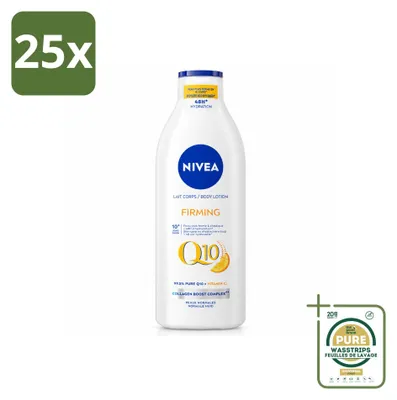 Immagine prodotto di 25 confezioni di crema corpo rassodante Nivea Q10 con vitamina C, idratazione per 48 ore, 400 ml - Confezione risparmio - 25 pezzi