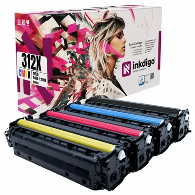 Produktbild von Inkdigo Tonerset CF380X-383A für HP Color LaserJet Pro MFP M476dn, M476dw, M476nw – CMYK,, KI-generiertes Bild