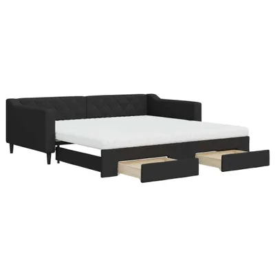 Immagine prodotto di vidaXL Letto da giorno allungabile con cassetti nero 100x200 cm in tessuto