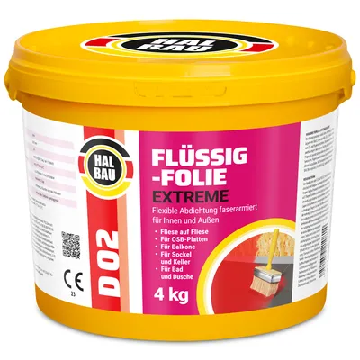 Obrázok produktu pre HALBAU D02 Tekutá fólia do interiéru a exteriéru 4 kg, hydroizolácia balkónov a kúpeľní vystužená vláknami