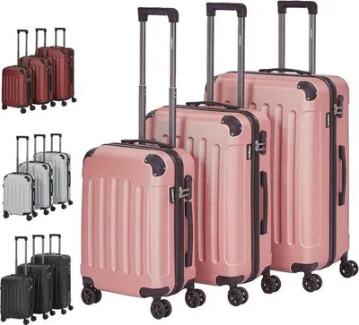 Produktbild von Famanu Reisekoffer Set 3-teilig - ABS Hardshell mit 360° Rädern und Teleskop-Handgriff