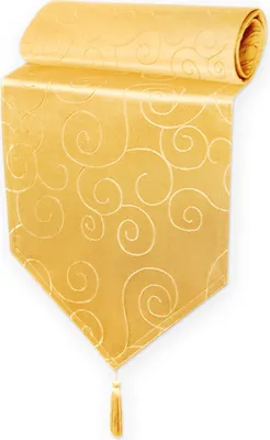 Produktbild von Tischläufer 33x160 cm Gelb Damast Ornamente klassisch Tischdecke Läufer spitz zulaufend