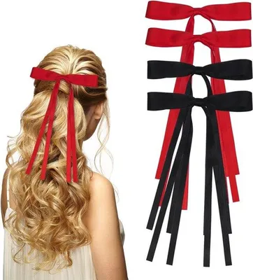 Produktbild von Famanu Haarclips Set - Schwarz Rot - Haarclip mit Schleifen