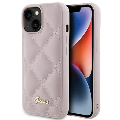 Produktbild von Guess Gesteppt Metall Logo Etui Für Iphone 15 - Rosa