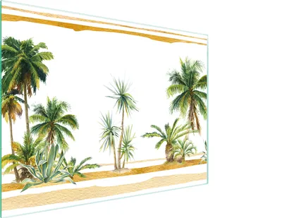 Produktbild von Schneidebrett Herdabdeckplatte Multiglasschneidplatte 30x22 cm Strand Palmen
