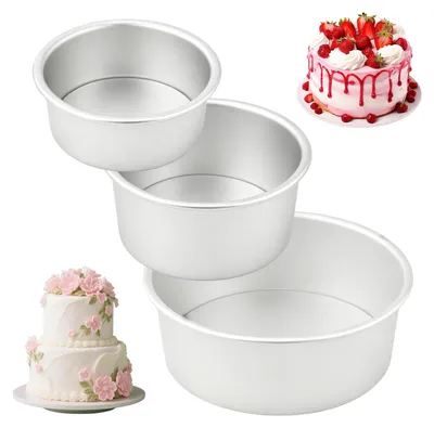 3 runde Kuchenformen Ø 10/15/20 cm, Aluminium, herausnehmbarer Boden