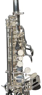 Sopransaxophon, versilbert, mit Hartschalenkoffer und Zubehör