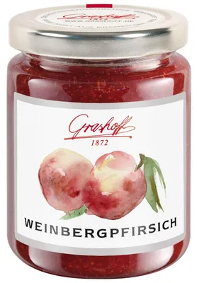 Image de Confiture de pêches de vigne Grashoff Extra aux fruits fruités 250g