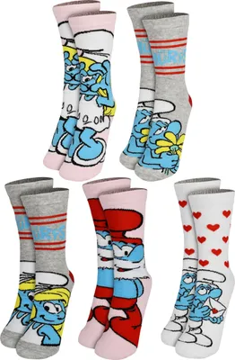 Produktbild von Die Schlümpfe Socken für Damen - Love Frauen Sneaker Strümpfe 38-43 (5er Pack) 38-43