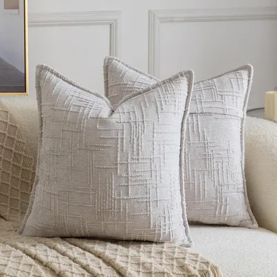 Obrázok produktu pre Sada dvoch obliečok na vankúše, materiál: chenille, svetlosivá farba, rozmer 50x50 cm