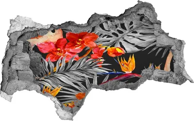 Produktbild von Selbstklebender Loch-3D-Aufkleber 95x73 cm Flamingos und Blumen