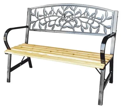 Productafbeelding van Buitenbank FERONA 120 cm hout en zwart staal tuin terras