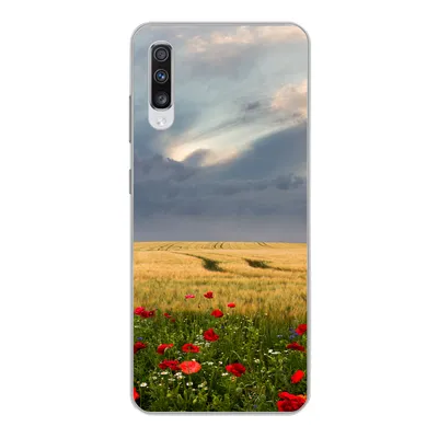 Produktbild von MuchoWow® Handyhülle Schutzhülle Hülle für Samsung Galaxy A70 Blumen - Weizen - Wolken Silikon Softcase Handy Hülle - Schutzhaube