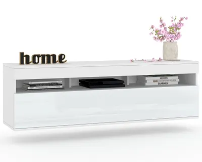 Produktbild von Fernsehschrank TV-Lowboard PLAY HÄNGEND Weiß Matt/Weiß Hochglanz 140cm
