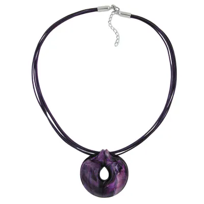 Produktbild von Kette 52mm Kunststoff Anhänger Amulett lila marmoriert Kordel lila 55cm lila 52mm