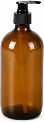Zdjęcie produktu dla Dozownik do mydła ze szkła, w kolorze bursztynowym, pojemność 500 ml, wielokrotnego napełniania, do kuchni i łazienki
