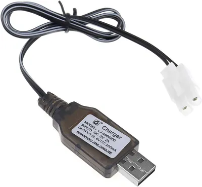 Obrázok produktu pre USB nabíjačka DC 5V pre nabíjateľnú 9,6V Ni-MH Ni-CD batériu 200mA | adaptér pre diaľkové ovládanie RC auta, lode, nádrže | nabíjací kábel pre diaľkové ovládanie