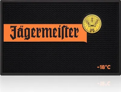Produktbild von Jägermeister Barmatte – 45 × 30 cm – Große rutschfeste Silikon-Barunterlage mit Logo – Profi Bar Mat für Theke & Home-Bar