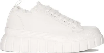 Produktbild von Damen Plateau Sneaker Weiß geschnürt mit Fransen, Absatz 4 cm, Plateau 2,5 cm, DG9330BI