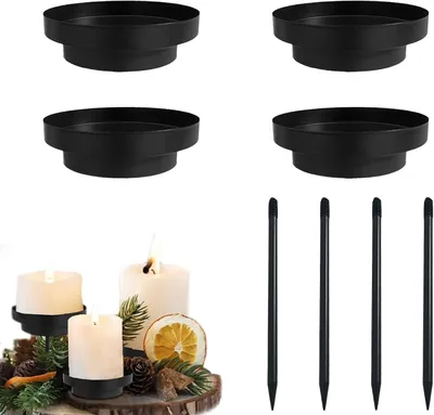 Produktbild von Adventskerzenhalter Metall schwarz, 8 cm, 4er Set, für Adventskranz