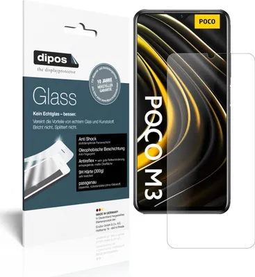 Produktbild von 1x Schutzfolie für Poco M3 matt - Anti-Shock 9H Folie dipos Glass Kunststoffglas