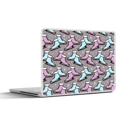 Produktbild von MuchoWow® Laptop Aufkleber Sticker Cover Schlittschuhe - Muster - Winter 30x22 cm - Laptop-Sticker