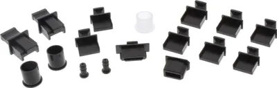 Produktbild von InLine Staubschutz-Set, für PC-Schnittstellen, 17-teilig, PC/Server-Staubabdeckung, Schwarz, 85 mm, 130 mm, 20 mm, 20 g