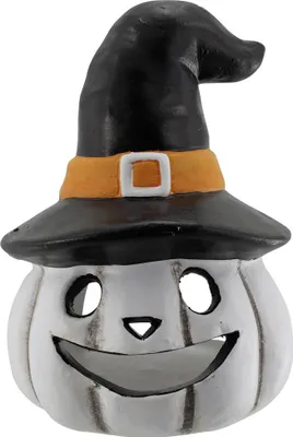 Produktbild von Windlicht Halloween aus Keramik 15 x 11 cm weiß schwarz