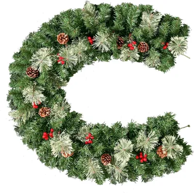 Künstliche Weihnachtsgirlande 1,8 m mit Tannenzapfen & roten Beeren