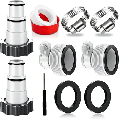 Zdjęcie produktu dla Zestaw adapterów do węża basenowego, 3,2 cm na 3,8 cm, do basenów naziemnych, zestaw 2 sztuk