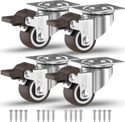 Produktbild von GBL 4x Rollen mit Bremse - Möbelrollen Schwerlast mit 4 Bremsen und Schrauben - Rollen für Möbel - 25mm x 40kg Schwerlastrollen - Lenkrollen