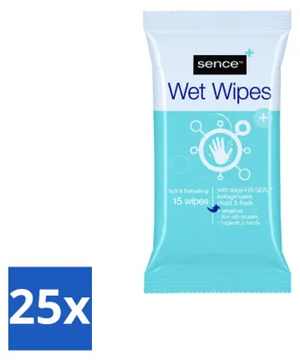 Immagine prodotto di 25 salviette umidificate per mani e viso - 15 salviette - confezione  - 25 pezzi