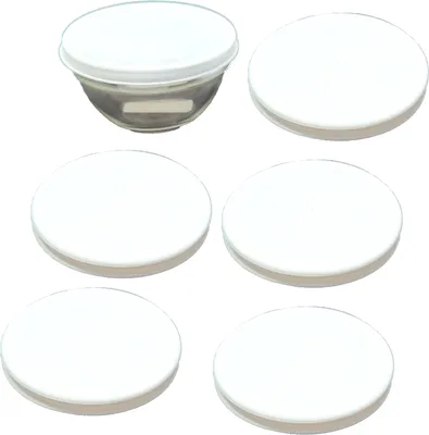 Image de 6 couvercles Ø 17,5 cm en blanc pour saladiers et verres en mélamine Ø 17 cm