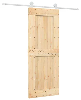 Productafbeelding van vidaXL Schuifdeur, natuurlijke kleur en wit, 80 x 210 cm, massief dennenhout