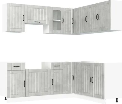 Produktbild von 11-tlg. Küchenschrank-Set Kalmar Betongrau Holzwerkstoff
