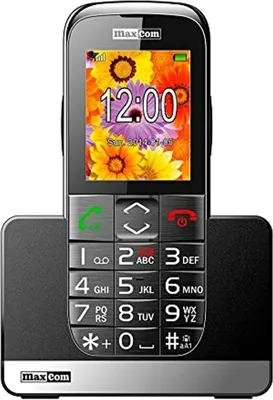 Zdjęcie produktu dla Maxcom MM 720BB wieloprzyciskowy multimedialny telefon komórkowy micro-SIM (kolorowy wyświetlacz 5,6 cm (2,2 cala), aparat 0,3 megapiksela, Bluetooth) z podstawką ładującą czarny