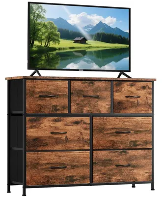 Productafbeelding van Kledingkast met 7 lades, 100x77x30 cm, met houtnerf