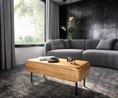 Produktbild von DELIFE Couchtisch Shavani 100x50 cm Akazie Natur 1 Schublade Metall Schwarz