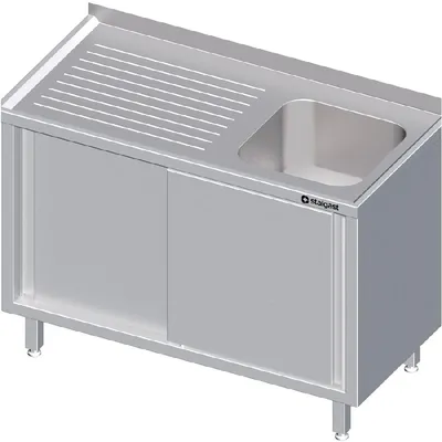 Image de Evier avec portes coulissantes 1200x700x850 mm, avec une cuve à droite, avec rebord, soudé