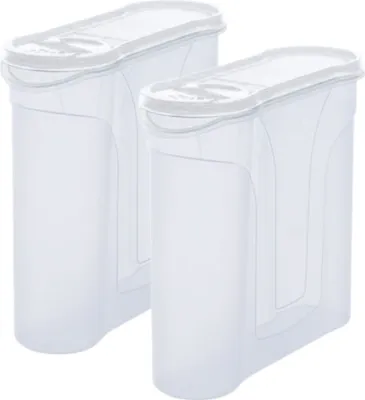 Immagine prodotto di Novaliv barattoli sfusi SET di 2 barattoli per spolverare da 4 litri - Dimensioni (LxLxH): 25,5 x 25,5 x 10 cm - Barattolo con coperchio da 4l per muesli farina zucchero barattoli cucina organizer food box meal prep box