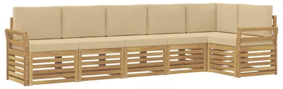 Immagine prodotto di Set di divani da esterno, 6 pezzi, colore beige, dimensioni 308 x 130,5 x 73 cm