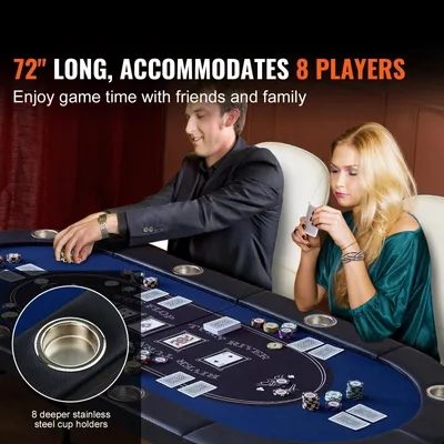 Obrázok produktu pre Pokerový stôl - Poker - Súprava na poker - Skladací - Pre 8 hráčov - Blackjack
