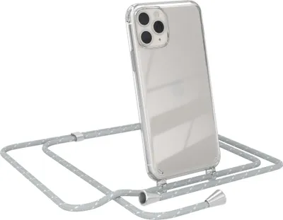 Produktbild von EAZY CASE Handykette kompatibel mit Apple iPhone 11 Pro, Handyhülle mit Umhängeband, Handykordel, Schutzhülle Clear, Band in Grau